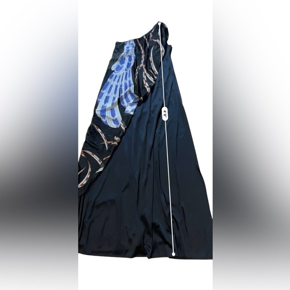 Vintage 60's Black Abstract Scarf One Shoulder Dress Theme Size S - Picture 11 of 12